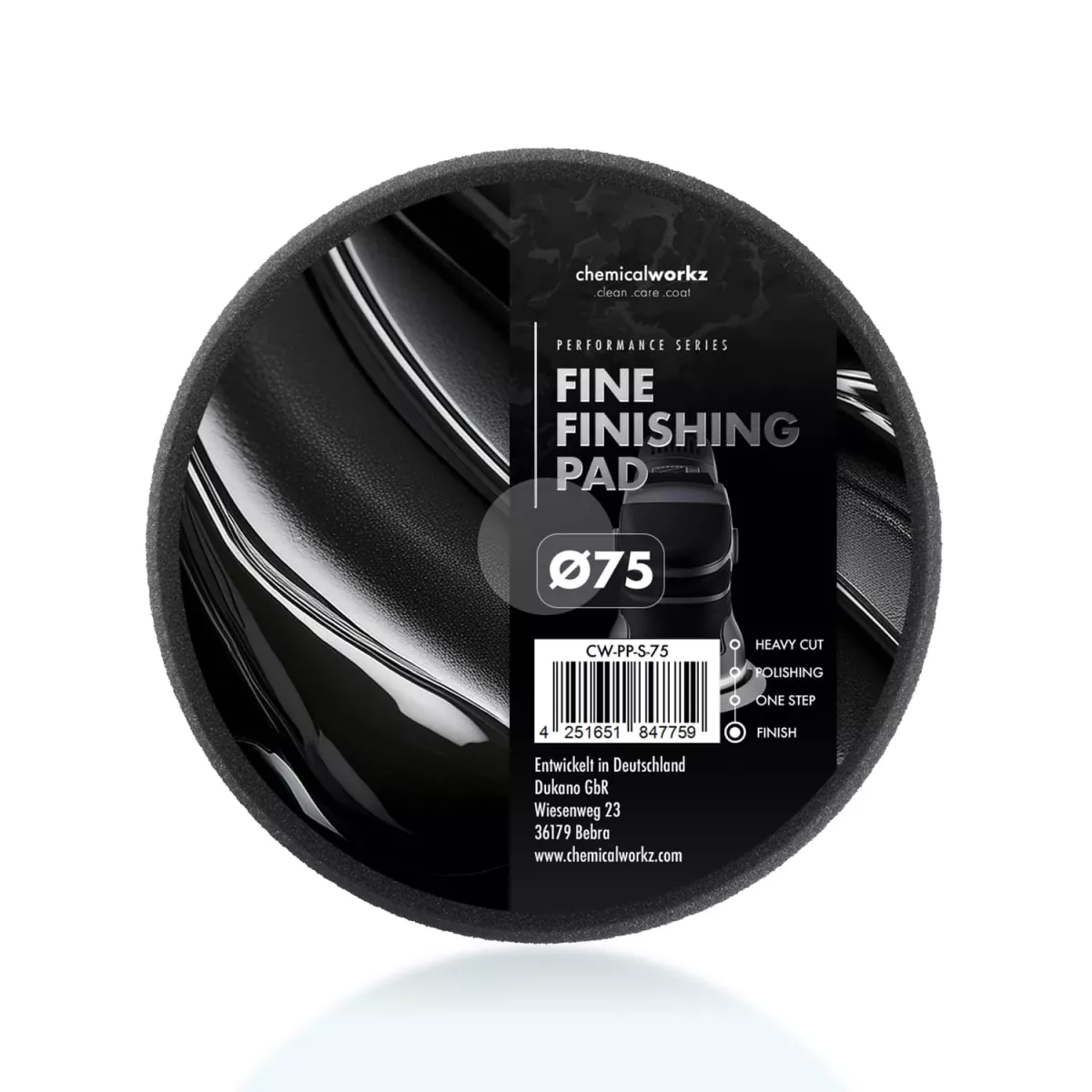 chemicalworkz Fine Finishing Performance Pad 75mm schwarz