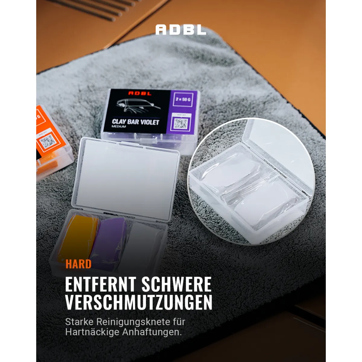 ADBL Clay Bar Grey 2x50g Reinigungsknete Hard – Bild 3