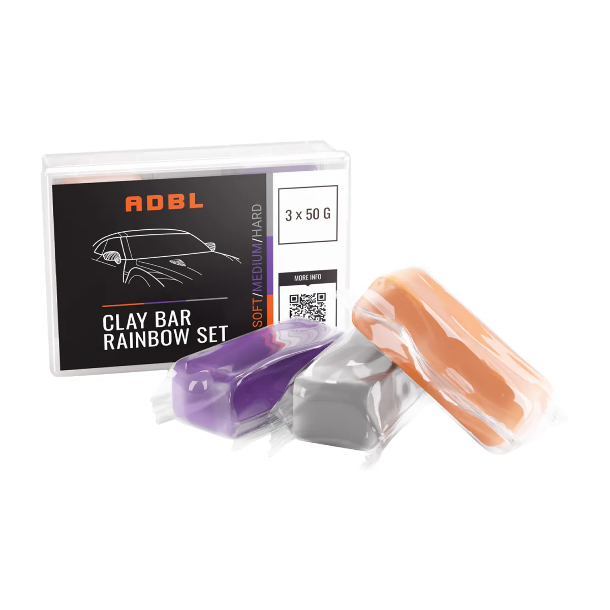 ADBL Clay Bar Rainbow 3x50g Reinigungsknete Set