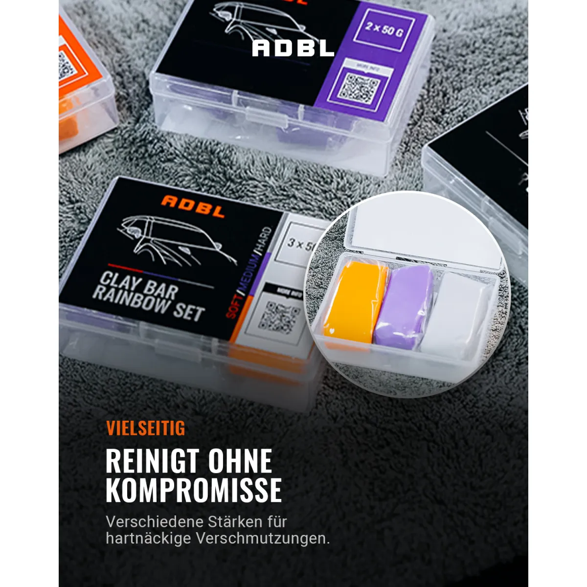 ADBL Clay Bar Rainbow 3x50g Reinigungsknete Set – Bild 3