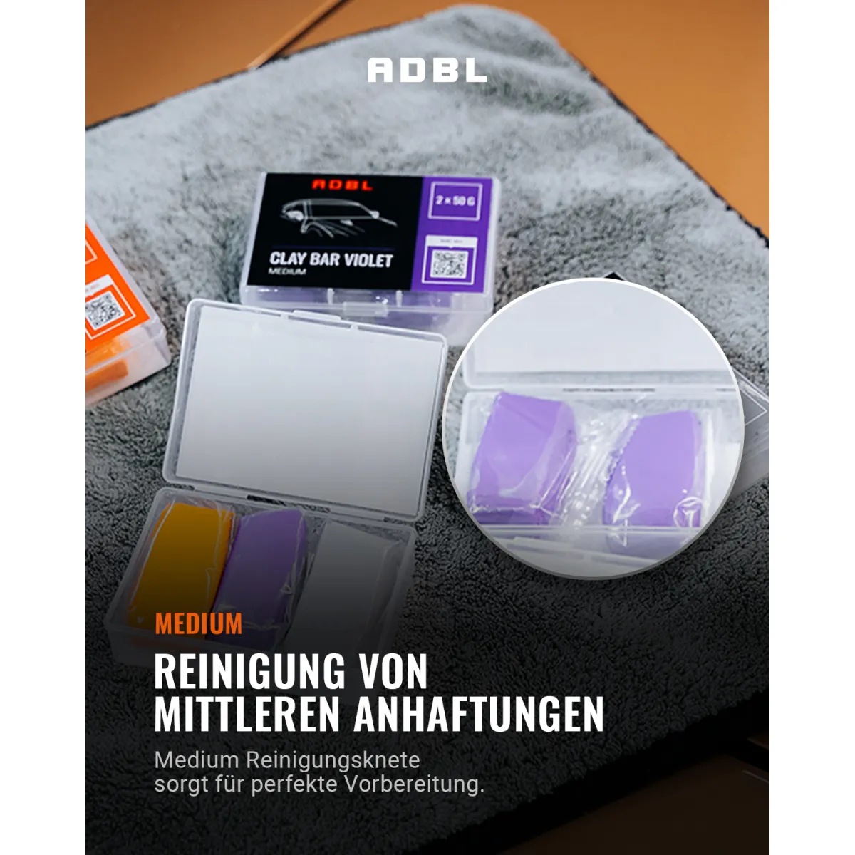 ADBL Clay Bar Violett 2x50g Reinigungsknete Medium – Bild 3